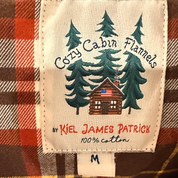 Kiel James Patrick Cozy Cabin Flannel in Brown and Red, perfect for Autumn - Picture 2 of 2